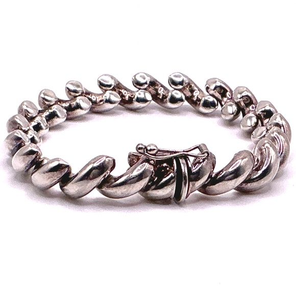 Vintage ITALIAN STERLING SILVER San Marco Link Bracelet 6 3/4” - Picture 1 of 4